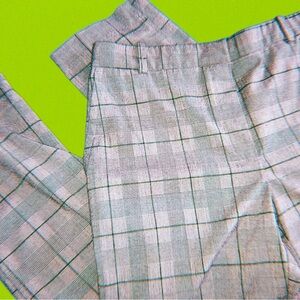 Pre-owned Women's Mary Crafts Gray & Green Grid Pants (Size M)